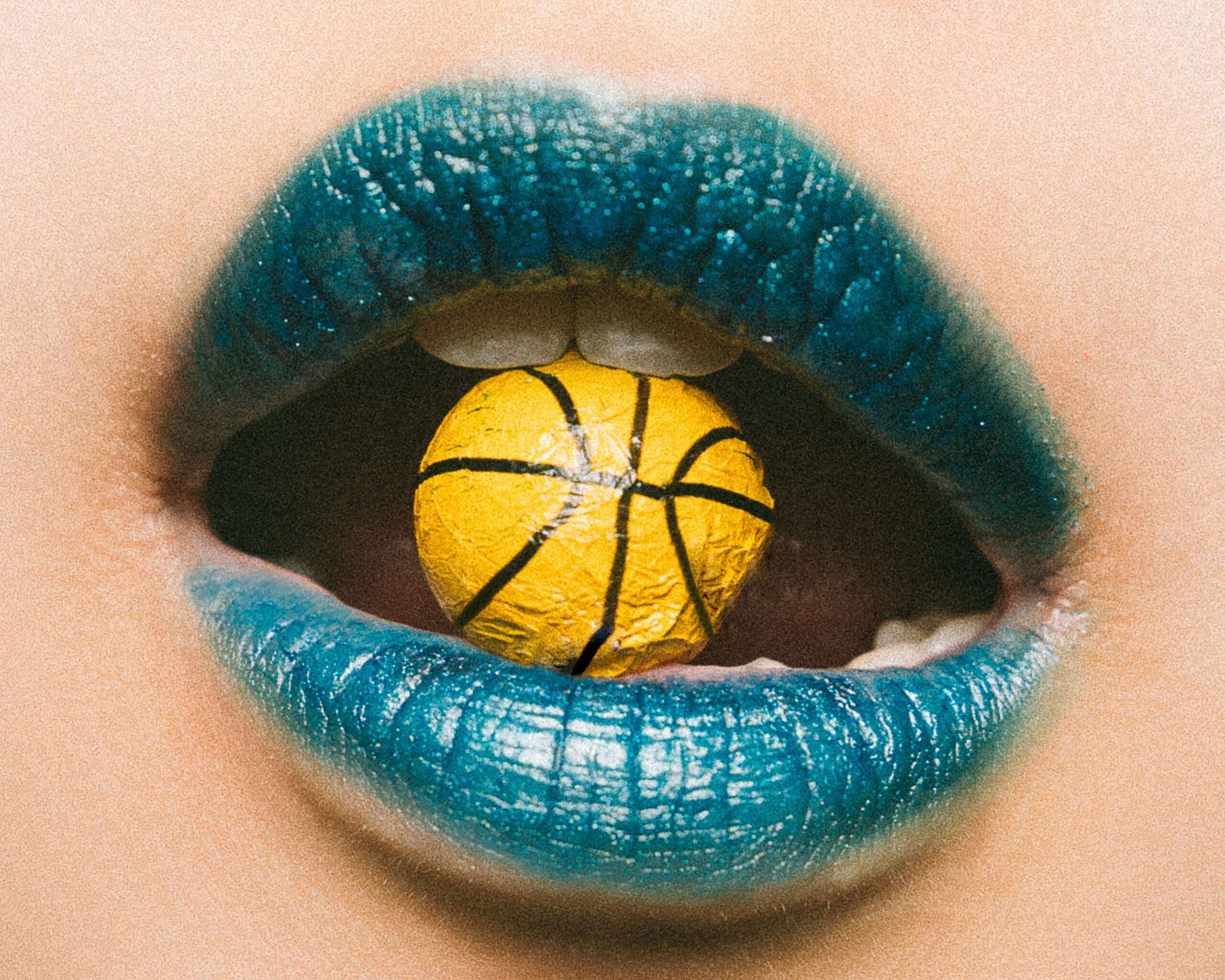 Three women displaying different creative lip art styles